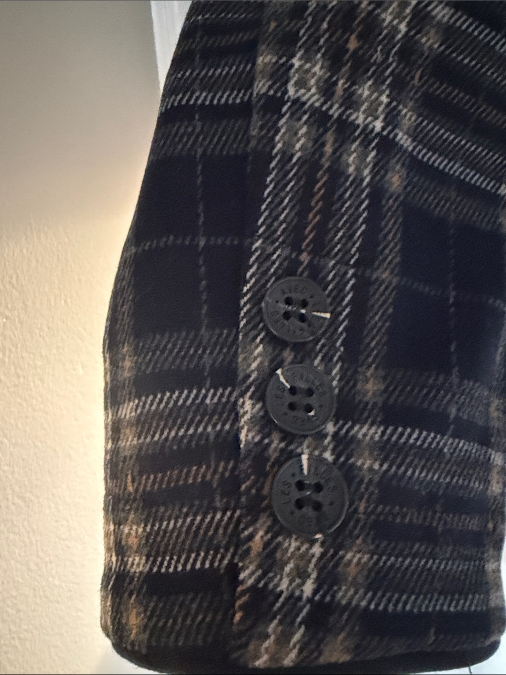 Avec Les Filles Navy and Gray Plaid Double-Breasted Blazer - Picture 3 of 7